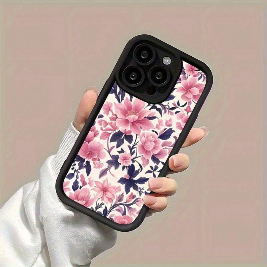 Funda para teléfono Patrón de campo de flores rosa Textura mate Patrón de escalera de ojos Funda para teléfono 6/16pro/16plus/16Promax/15/15plus/15pro/15Promax/14/14plus/14pro/14Promax/13/13mini/13pro/13Promax/12/12mini/11/Plus/Pro///8/Se/Xs/Xs - Negro - Ver 1
