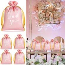 5/10/15 件谢谢缎面礼品袋派对袋填充物 4 X 6/5 X 7 英寸婚礼抽绳珠宝袋小糖果袋适用于宾客婚礼生日商务派对回礼 - 彩色 - 查看 8