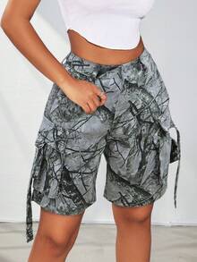 Shorts vaqueros tipo bermuda con detalles de bolsillo vintage desgastados y dobladillo deshilachado - Multicolor - Ver 1