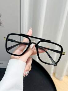 1 副男女通用矩形镜框时尚无度数眼镜，适合日常办公、学习、阅读、聚会、度假、摄影等场合 - 駭平 - 查看 2