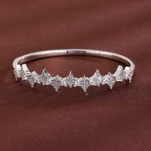 1 pièce Bracelet pour femme avec design élégant d'arrangement géométrique d'étoile à quatre branches, incrusté de zirconium synthétique - Multicolore - Voir 7