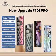 AULA F108pro Customized Mechanical Keyboard Three-Mode Bluetooth /2.4G/ Wired, Customizable Full-Key Hot-Swappable Pad Structure RGB Backlit Gaming Keyboard