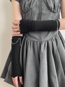 1 pereche mâneci lungi cu ciucuri și volane Y2K Kawaii, protecție UV, potrivite pentru sezonul de la școală