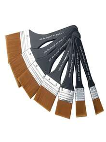 7 件套木柄尼龙刷毛平头画笔，适用于学生美术、水彩、丙烯画、墙绘、烧烤、油画、工艺用品 - 彩色 - 查看 8