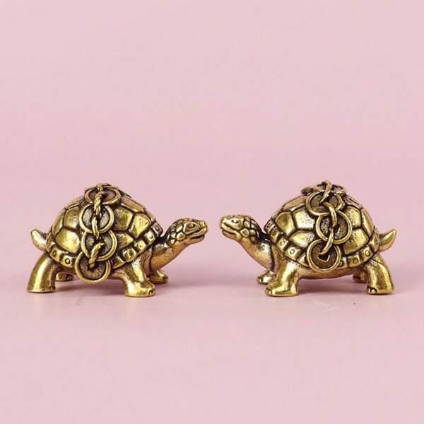 Decoração Doméstica de Tartaruga em Bronze Dourado: Estátua Adorável de Tartaruga de Latão Amarelo para Decoração Doméstica - Sem Necessidade de Eletricidade - Para Sala de Estar e Escritório - Presente Perfeito para Amantes de Animais e Entusiastas de Decoração Doméstica