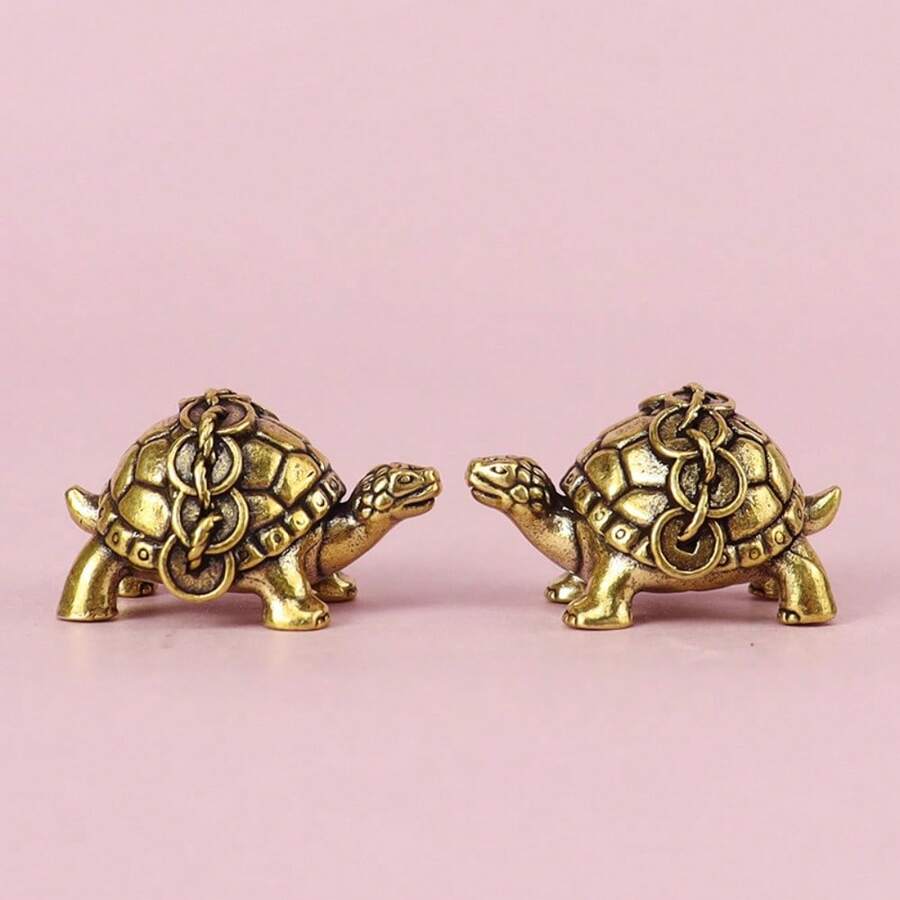 Brass Turtle Home Decor: Adorable Brass Turtle Statue, No Electricity Needed, Suitable For Living Room And Office, Perfect Gift For Animal Lovers And Home Decor Enthusiasts - Gold - View 1