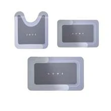 3-Piece Super Absorbent Bathroom Mat Set - Non-Slip Machine Washable Rugs For Bath, Shower  Toilet, U-Shaped Contour, Rectangular Mats With HOME Design, Durable Microfiber Floor Covers, Fits Bathroom, Hotel, Dorm - Màu xanh lam - Xem 4