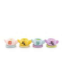 8 件苯乙烯树脂配件，卡通中国风茶壶微型玩具套装，适合 DIY 珠宝、装饰、展示和娃娃屋游戏