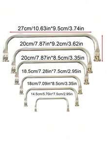 各种尺寸的方形铝合金夹子，U型和方形钱包框架带锁，金属吻锁框架，适用于钩编包、手提包和手拿包，适合DIY包包制作和手工项目，适合手工艺者、缝纫师、包包制作者和礼品制作者，是复活节、母亲节、手工礼品和日常使用的理想之选，多功能，可用作包包配件、DIY工艺用品和手提包装饰。 - 銀色 - 查看 7