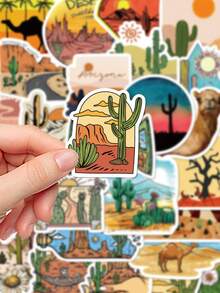 50pcs Desert Camel Stickers For Refrigerator, Luggage, Skateboard, Phone Case, Guitar, Scrapbook, Helmet, DIY Decoration, Card Sealing