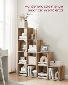 Libreria a 10 Cubi, Scaffale con Scomparti Aperti, Organizzatore per Decorazioni, Cernici per Foto, Piante, Soggiorno Camera da Letto Studio, 29 x 129,5 x 129,5 cm, Marrone Cammello - Castano - Visualizzare 3