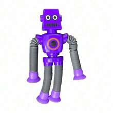 创意减压玩具伸缩管机器人拼图卡通吸盘伸缩管（部分颜色和图案随机），适合3岁以上儿童，生日礼物，圣诞礼物 - 彩色 - 查看 5