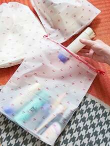 2/5/8/10/15 樱桃图案透明塑料收纳袋，便携式旅行鞋袋，鞋袋，抽绳鞋袋整理袋，男女通用 - 卡通靴袋鞋盒鞋盒鞋收纳盒鞋收纳配件，适用于旅行、度假、邮轮、夏季假期旅行包、旅行用品、大学宿舍、家庭学校必备、邮递员必备、返校必备 - 彩色 - 查看 4