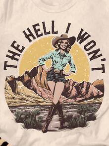 Women's Casual Short Sleeve Round Neck T-Shirt - Apricot - View 4