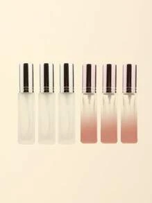 3pcs/6pcs/12pcs/18pcs 10ml Square Glass Refillable Makeup Toner Perfume Small Sample Transparent Fine Mist Spray Bottle, Black/Amber, With Funnel Atomizer, Rose Gold/Purple/Pink
