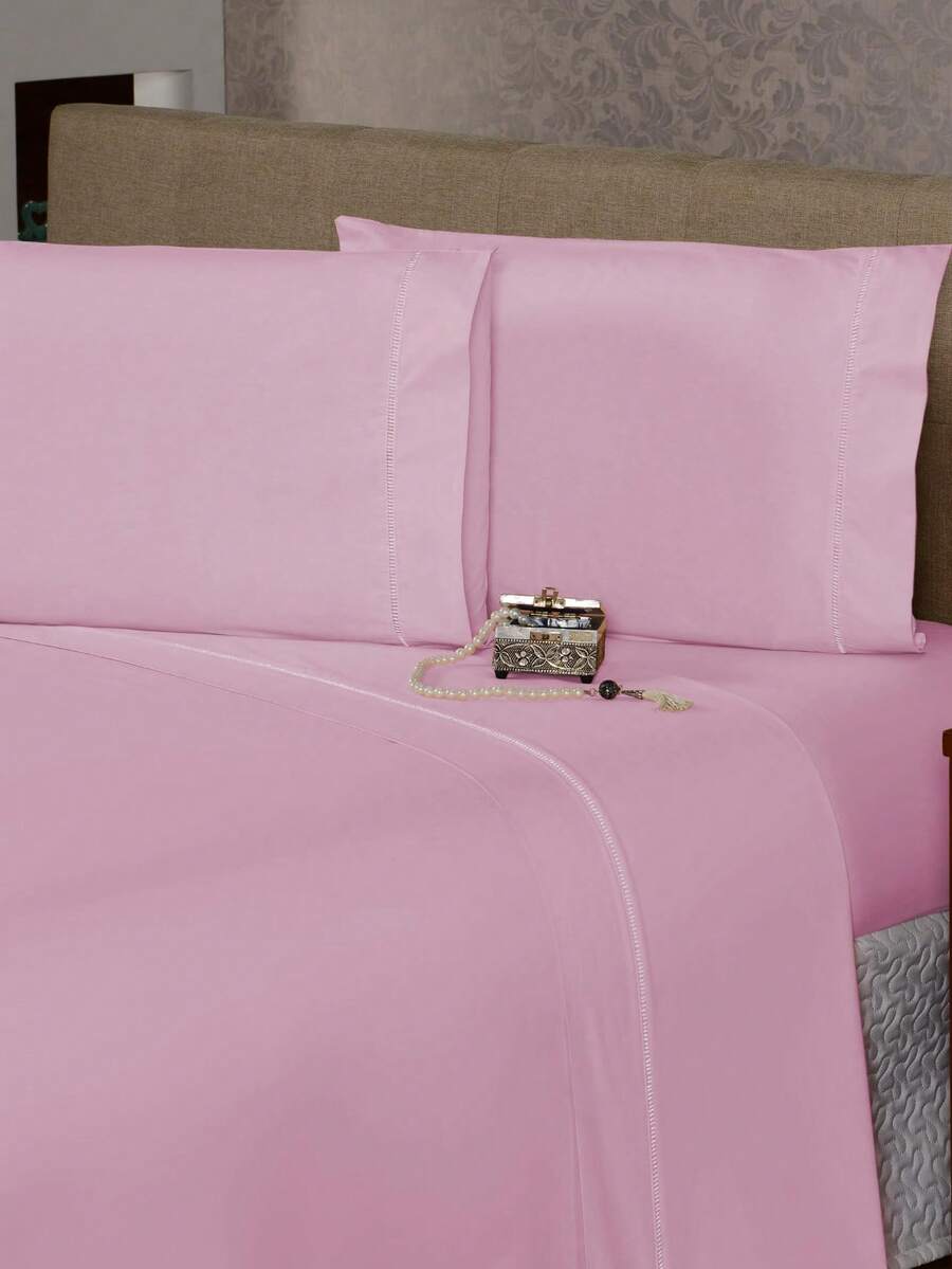 King Size Top Sheet In Percale 180 Thread Count - Pink - View 1