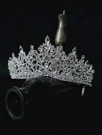 1pc Women Multifunctional Geometric Pattern Casual Zinc Alloy Bride Tiara Crown, Princess Wedding Photography Accessory, High-End Elegant Rhinestone Crown, Suitable For Birthday, All Season