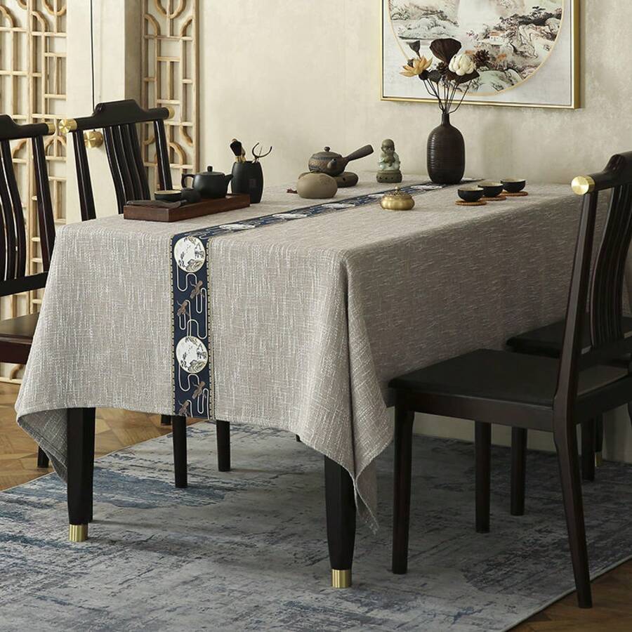 Kitchen Tablecloth - Songhe color café lino-caqui - Ver 1