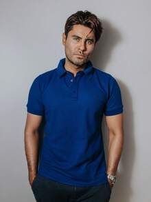 Playera Polo Hombre Casual Azul Oscuro Manga Corta Algodón Suave Cómoda Ligera Oficina Formal Informales Elegante - Azul eléctrico - Ver 3