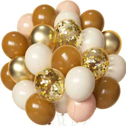 25pcs Milk & Coffee Color Balloon Set, Suitable For Wedding, Proposal, Birthday, Graduation Decor, Engagement, Bridal Shower, Balloon Decorations, Balloon Party, Photo Background, Eid, Christmas, New Year, Outdoor Events, Photo Props