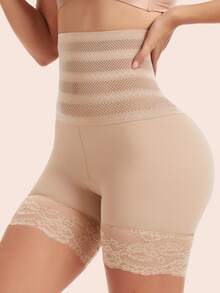 JUQDNX Lace Trim Shaping Panties To Lift & Shape Buttocks, High Support Solid Color Polyester Knit Fabric Hollow Jegging, Womens Underwear & Shapewear For Smooth Silhouette - 杏色 - 查看 5