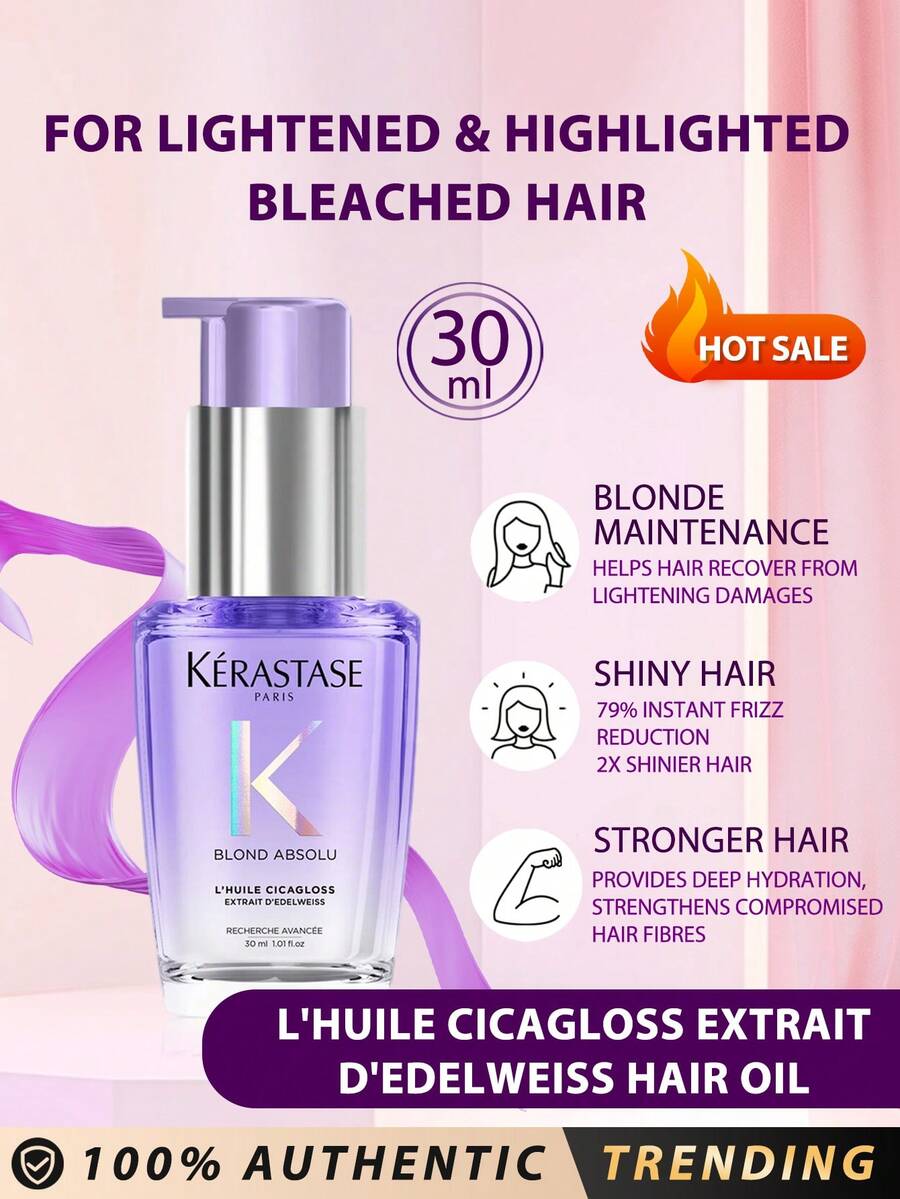 Kérastase 卡什雪花护发油，30毫升/保湿护发油 - 亮泽 - 柔顺 - 滋养 - 修护/深层滋养并强韧受损金发，逆转挑染或渐变染发效果。蕴含弹性雪花提取物，瞬间焕活秀发，令其重现光泽与活力。 - New - 30ml - 查看 1