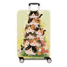 1件动物叠叠系列印花图案，加厚旅行箱保护套，加厚旅行箱配件，适用于商务、出差、度假、旅行、行李托运、返校，为您的旅行箱增添色彩。适用于20-28英寸旅行箱。学校用品包，学校用品 - 彩色 - 查看 29