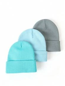 Herbst/Winter einfarbige gestrickte Beanie Mütze, warme Große Größen einfarbige weiche Skimütze, vielseitig & Herbstoutfit - 086 - Übersicht 2