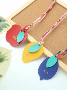 1 pieza Llavero personalizado con iniciales y forma de fruta con cuerda de satén colorida, monograma dorado personalizado de cereza como accesorio para bolsas, llavero personalizado y lindo en forma de manzana, melocotón, limón, mango, pera como accesorios para bolsos, regalo para mujer para boda o San Valentín - Multicolor - Ver 5