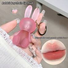 1 件可爱熊和兔子毛茸茸润唇膏钥匙扣，哑光光泽唇彩，适合日常使用 - 彩色 - 查看 4