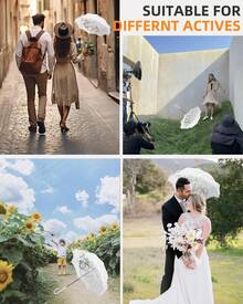 Mini White Lace Parasol With Floral Gloves For Girls – Vintage Wedding Umbrella For, Tea Party Costume Accessory, Victorian Style Sun Shade For Photoshoots