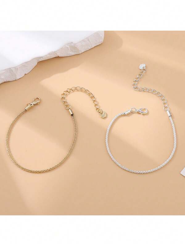 1 pièce Bracelet de cheville scintillant à vagues pour femmes, vendu en Europe. Chaîne de pied minimaliste de haute qualité avec étoiles étincelantes