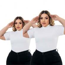 Kit Of 2 Plus Size Cacharrel Women's Blouses With Ribbed Turtleneck, GG To G3 - 2 Wine - View 2