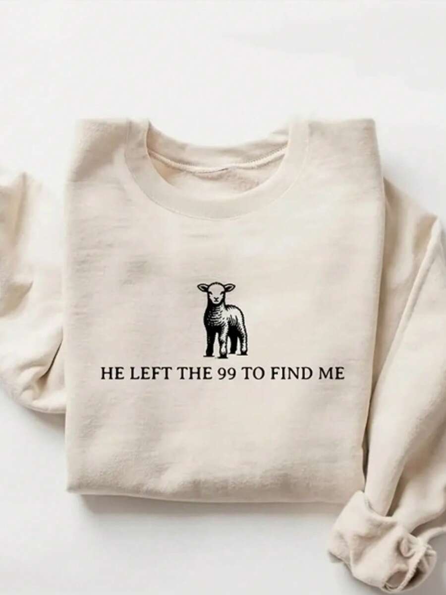 Moletom Estampado Cristão Blusa De Frio Casaco Moda Inverno Outono - Bege - Visão 1
