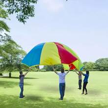 78.74in/118.11in Toss Rainbow Parachute, Outdoor Gymnastics Training Equipment, Multi-Person Sports & Recreation Umbrella, Sensory Integration Training Rainbow Umbrella, 8 Colorful Fun Gift Suitable For 10 Scenarios, Team Building And Group Activities, Includes Storage Bag