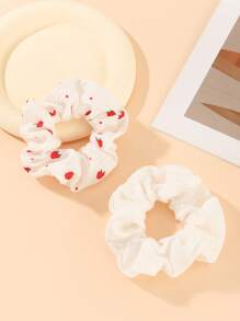 2pcs/Set Original Ditsy Floral Casual Polyester-Spandex Outfit, Ponytail Holders, Hair Elastics, Hair Rope, Hair Bobbles - Violet Purple - View 10