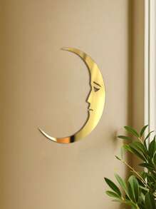 1件金色新月墙饰 - 亚克力材质，家居装饰，星空主题，客厅装饰，卧室装饰，节日装饰，壁挂式摆件，特殊场合的理想礼物，时尚家居装饰，通用尺寸 - 彩色 - 查看 2