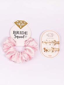 2 Sets Elegant Satin Hair Scrunchies & Faux Pearl Hair Clips Set, Gold Foil Hair Clips, Bridal Party Crystal Hair Scrunchies, Damage-Free Hair Accessories, Suitable For Weddings, Engagements, Bachelorette Parties, Hair Decor, School Supplies, Gifts, Head Accessories