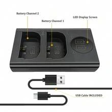 EDEKOY Cargador de batería recargable de doble ranura USB compatible con baterías Canon LP-E6NH, LP-E6N, LP-E6; Cargador de batería de cámara con pantalla LED DL-E6 compatible con cámaras Canon R7, R6, R5, 5D-IV/III/II, 5DS, 6D, 6D-II, 7D D-II, 90D, 80D, 70D, 60Da - Negro - Ver 5