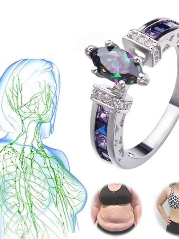 1pc Women's Torina Crystal Quartz Ion Ring, Quartz Crystal Ion Therapy Ring For Weight Loss Lymph Drainage Magnetotherapy