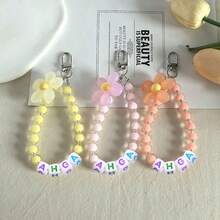 1pc Macaron Color Mixed Pearl/Flower Beads/Letter Bead Bag/Phone Charm Backpack Decor Keychain For Bag - Multicolor - View 3