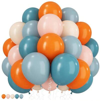 50pcs Orange, Blue & White 10 Inch Balloons, Suitable For Wedding, Proposal, Birthday, Graduation Decoration, Christmas, Halloween, Carnival, School Opening Ceremony, Engagement, Bachelorette Party, Balloon Decoration, Balloon Party, Photo Background, Outdoor Events, Photo Props