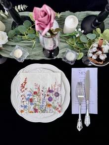 20pcs/Set Spring Floral Printed Disposable Paper Napkins, 13*13inch, Suitable For Wedding, Tea Party, Birthday, Parties, Home Decor, Restaurant, Kitchen, Party Supplies, Made Of Virgin Wood Pulp - Multicolor - View 9