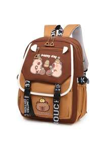 卡皮巴拉新款学生书包初中生大容量双肩包水豚卡通耐脏轻便双肩包