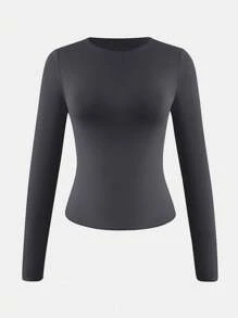 XLLAIS Spring Stretch Base Slim Top Women Casual Club Long Sleeved Red T-Shirt