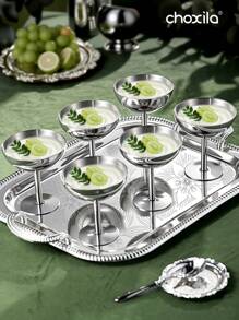 choxila 1 件/3 件银色花卉图案托盘带手柄，甜点杯储存托盘，装饰托盘，上菜托盘，餐盘，下午茶、家庭聚会、卧室、露营、酒店、办公室的家居生活必需品