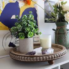 1 Khay tròn trang trí 12 inch dùng để trang trí nhà cửa - Khay hạt gỗ vân gỗ/trắng/nâu/vàng - Khay tròn trang trí để trang trí phòng khách, trang trí bàn cà phê, trang trí bàn bếp hoặc khay đựng đồ ăn kiểu nông trại - Pallet vân gỗ - Xem 7