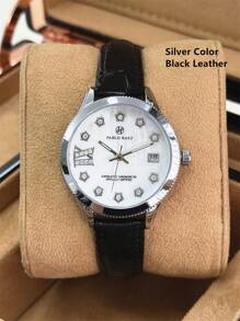 Pablo Raez 1 pieza Reloj de joyería de oro de 18K para mujer, chapado en oro IPG, resistente a la decoloración, de acero inoxidable, accesorio de playa de verano, diseño de lujo, esfera de nácar blanco, estilo retro elegante, reloj de cuarzo con diamantes, diseño de estrella para mujeres estudiantes