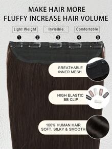 100% 巴西真人发编织 5 个夹入式接发，无缝，自然直发，非常适合长发加长，头发加长|直发质地|自然发型，编织头发 - S2 - 查看 4