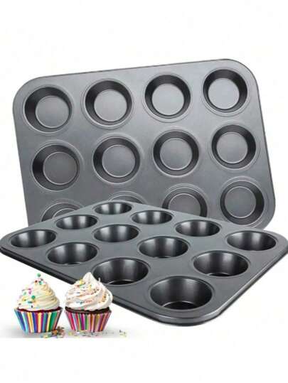 1 Muffin Pan, 12 Cupcake Pans, Non-Stick Cupcake Paper Baking Cups, Pudding Molds, Oven Accessories, Baking Tools, Kitchen Utensils, Kitchen Accessories, Non-Stick Brownie Baking Pans, Muffin Tin Cupcake Trays, Baking Pans For Kitchen Ovens (7/12 Molds)